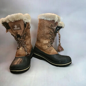 Magellan Outdoor Suede Leather Faux Fur Collar Boots Size 6B